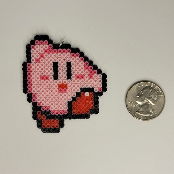 Kirby Nintendo Perler Bead Mini -  Pendant, Ornament, Magnet, Necklace, Zipper Clip, Bag Tag