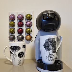 ネスプレッソ ヴェルチュオ カプセルホルダー / コンパクトなコーヒーオーガナイザー / 壁やカウンター下のポッド収納 / マシン用ディスペンサー