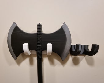 Sword wall mount / axe vertical display hook / cosplay and prop hanger for sword and axe / display stand for medieval and Viking armory