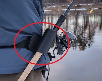 Fishing rod holder for waist bag / hands free fly fishing rod sleeve / belt bag hip pack rod holster / quick belt holder for fishing rod