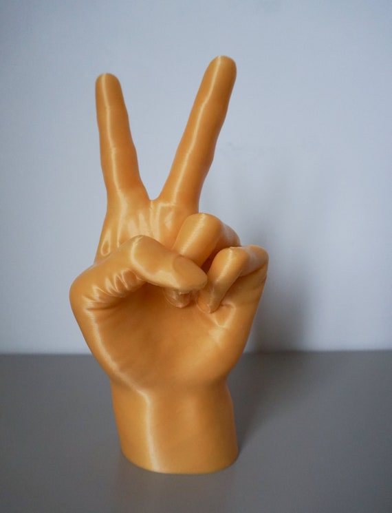 Victory Hand Peace Sign Hand Sculpture Tabletop Object