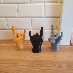 Rock on hand / Devils horn / Hell yeah / sign of the horns / rock roll / metal / hard / statue / object / sculpture decor art / ring holder image 5