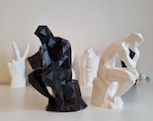 The Thinker Plastic Sculpture / Low Poly Art Object / Beautiful