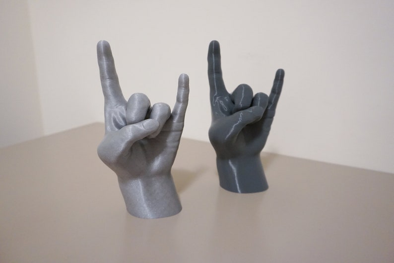 Rock on Hand / Teufelshorn / Hell yeah / Zeichen der Hörner / Rock Roll / Metall / hart / Statue / Objekt / Skulptur Dekor Kunst / Ringhalter Bild 2