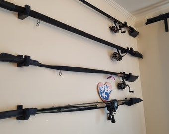 Fishing rod holder / Fishing pole wall mount / fishing equipment wall rack / horizontal tackle storage / fishing rod rack