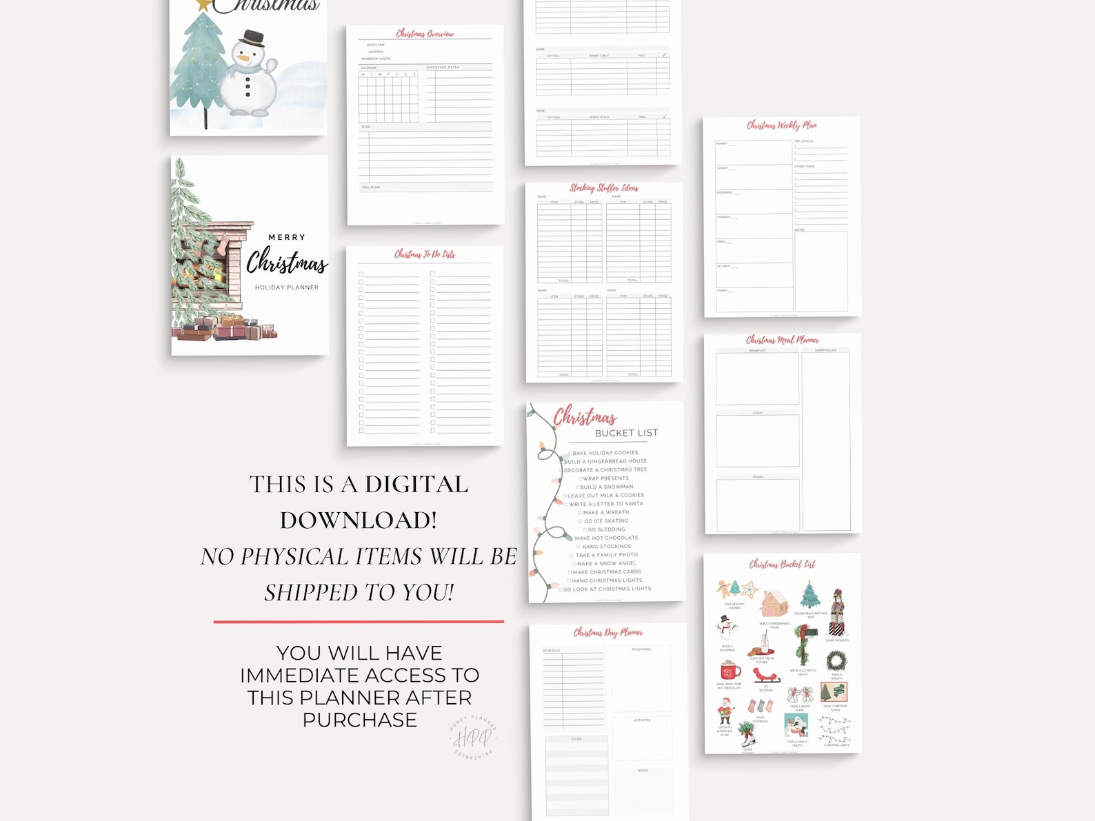 Christmas Planner Printable, Holiday Planner, Planner Inserts, Gift
