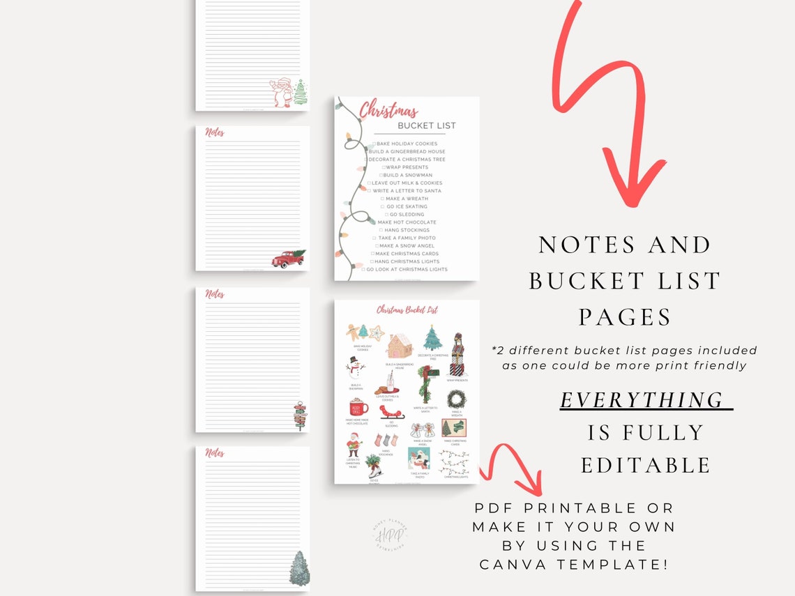 Christmas Planner Printable, Holiday Planner, Planner Inserts, Gift Budget, Xmas Planner