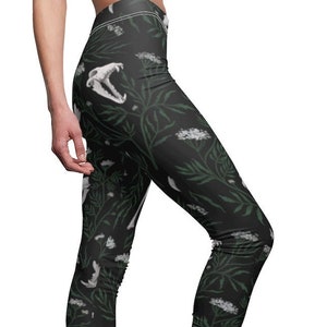 Wolf and Hemlock Print Leggings / Witchy Clothing / Nature Gothic Print