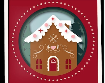 Modèle de maison en pain d'épice en couches, fichiers SVG pour Cricut et Silhouette, projets de découpe de papier de vacances, SVG de pain d'épice