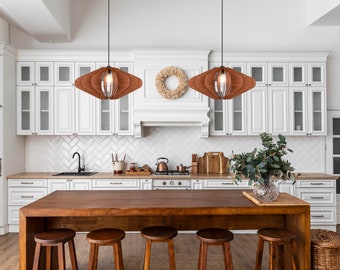 Mid Century Modern Wooden Pendant Light | Geometric Modern Chandelier | Wooden Ceiling Lamp | Scandinavian Hanging Light