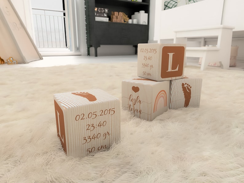 Personalized Baby Gift New Parents Gift Birth Cube Customized baby block with birth foot print