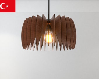 Mid Century Modern Wooden Pendant Light | Modern Chandelier | Wooden Ceiling Lamp | Scandinavian Hanging Light
