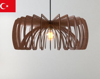 Mid Century Modern Wooden Pendant Light | Modern Chandelier | Wooden Ceiling Lamp | Scandinavian Hanging Light