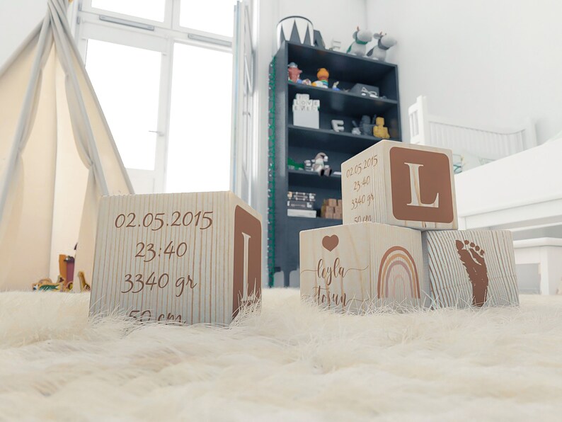 Personalized Baby Gift New Parents Gift Birth Cube Customized baby block with birth foot print