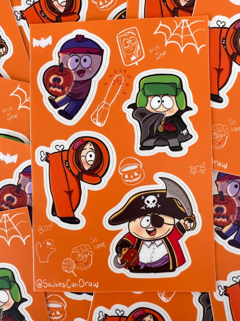South Park Halloween Sticker Sheets Etsy