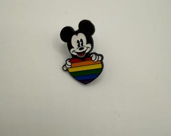 Micky, Regenbogen Herz, Mental Gesundheit, Emaille Pin