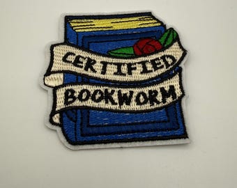 Gestickter Bücherwurm Aufnäher zum Aufbügeln