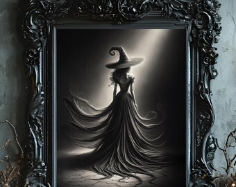 Halloween Witch Art Print, Spooky Home Decor, Matte Poster