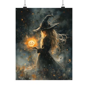 Mystical Witch Poster, Halloween Wall Art