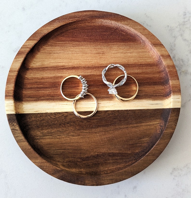Personalized Wood Ring Dish, Custom Anniversary Gift for Her or Him