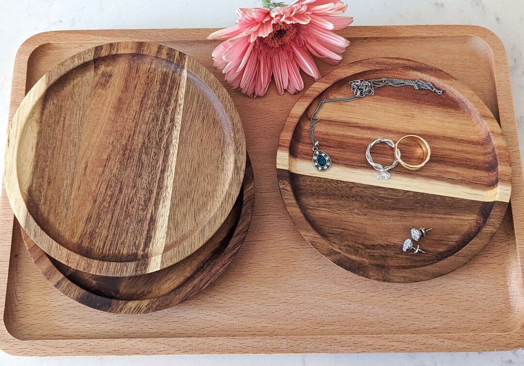 Personalized Wood Ring Dish, Custom Anniversary Gift for Her or Him