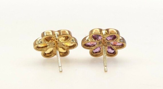 Citrine & Tourmaline Flower Daisy Stud Earrings - image 3