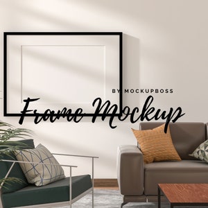 Frame Mockup, Mockup Frame, Frame Mock Up, Black Frame Mockup, Landscape Frame, Artwork Mockup, Wall Art Mockup, Interior Mockup, PSD JPG