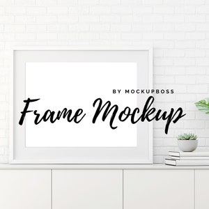 Frame Mockup, Mockup Frame, Frame Mock Up, White Frame Mockup, Landscape Frame, Horizontal Frame PSD, Photo Frame Mockup, Styled Mockup