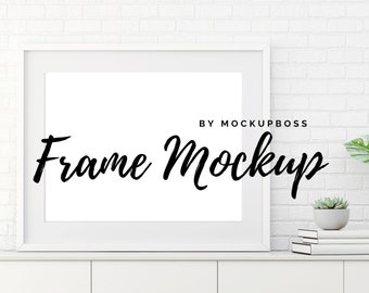 Frame Mockup, Mockup Frame, Frame Mock Up, White Frame Mockup, Landscape Frame, Horizontal Frame PSD, Photo Frame Mockup, Styled Mockup