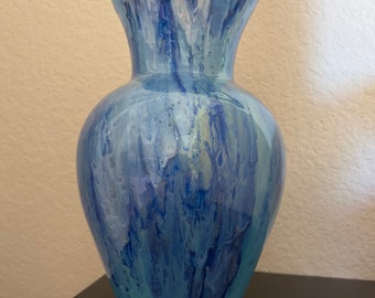 Hand Painted Vase - Acrylic Pour Flower Vase