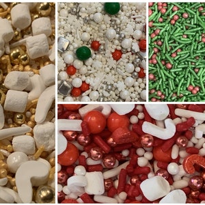 Christmas Custom Sprinkle Mixes*100 grams Bags of Sprinkles* Holiday Pearls*Cakesicle Sprinkles*Cupcake Jewels*Sparkling Ice Mix