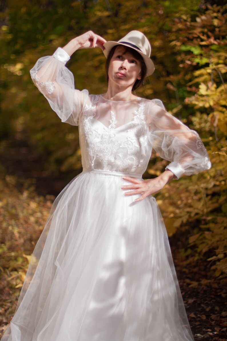 Rustikale Brautkleider Lange Armel Boho Brautkleid Plus Etsy
