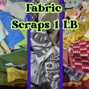 Cotton Scrap Bag one pound mixed fabric scraps small medium size warm tone cool tone fabric pieces quilting scraps art project doll making