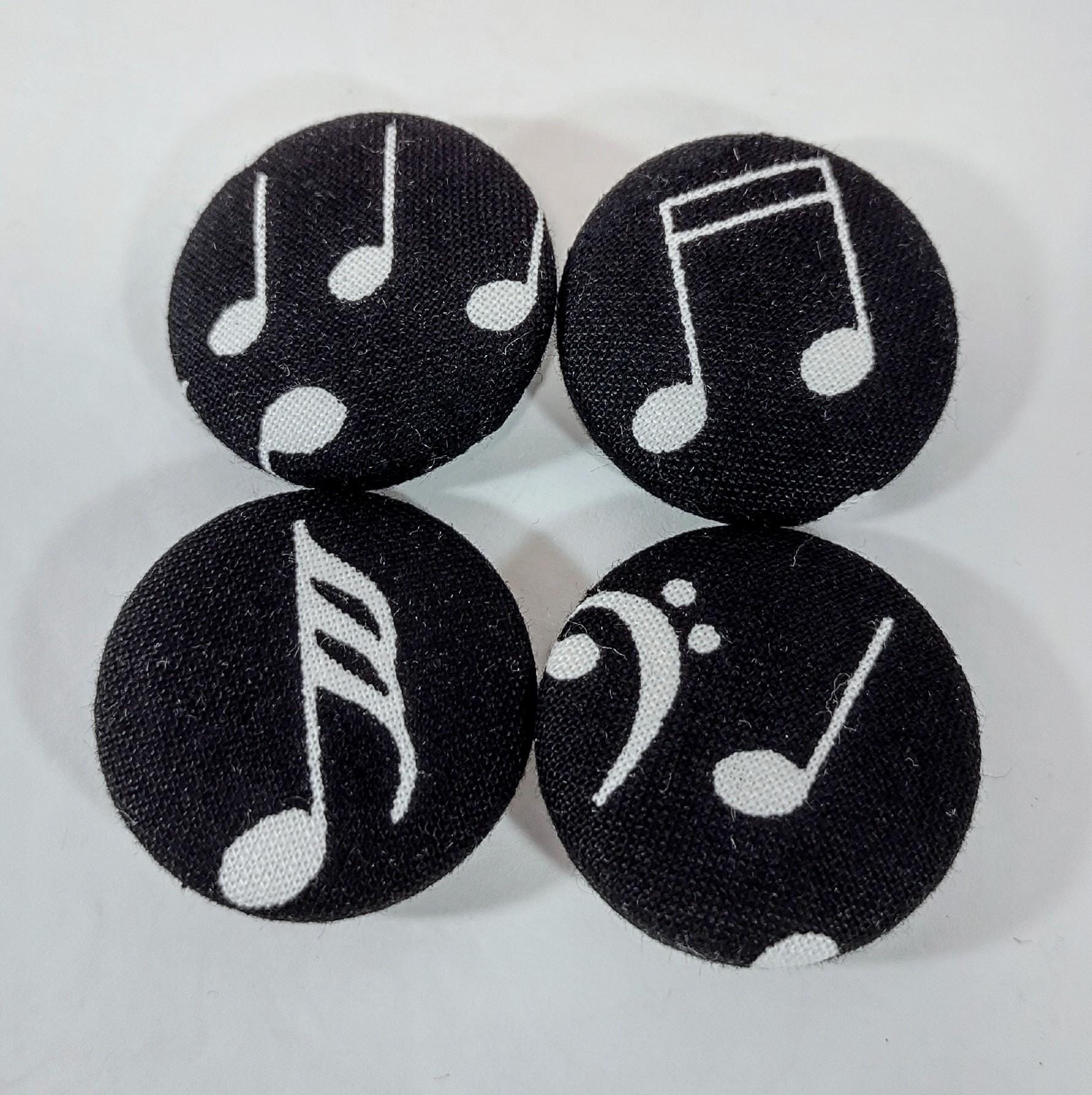 Musical Notes Fabric Covered Buttons Size 45 Handmade Shank Buttons for ...