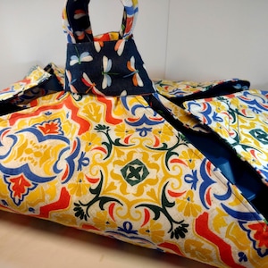 Mediterranean Tile Print Casserole Carrier Insulated Baking Dish Tote with Dragonfly Interior Potluck Carrier Baking Dish Travel Tote