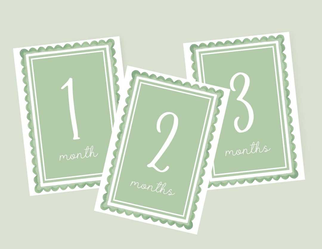 Green Watercolor Monthly Milestone Cards (instant Download) | Baby ...