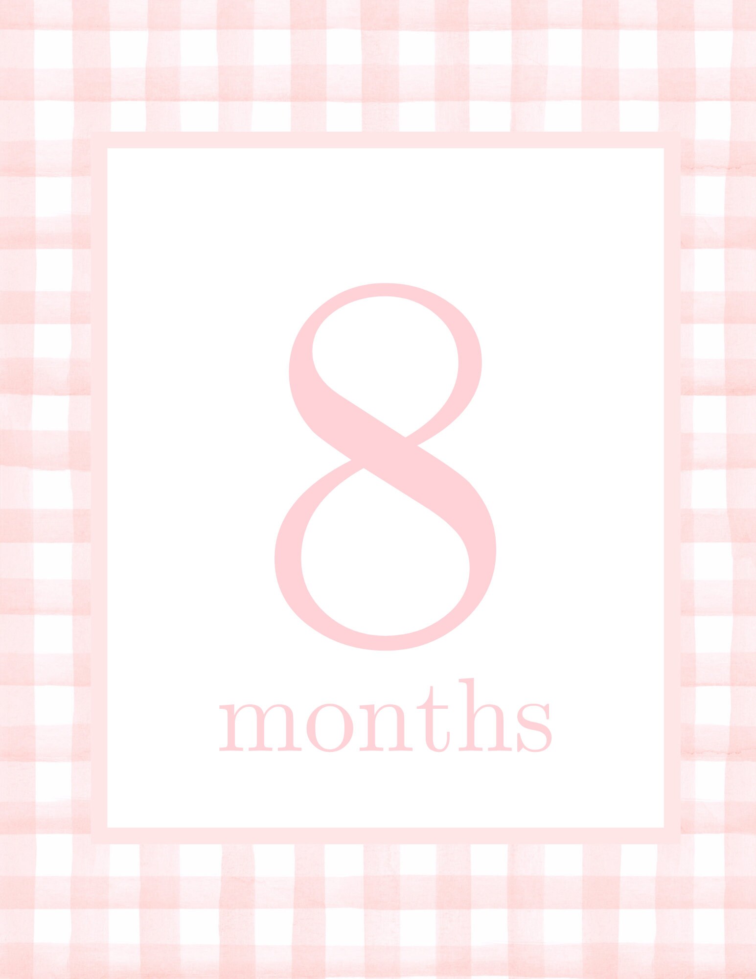 Pink Gingham Baby Monthly Milestone Cards | Set of 14 Instant Download ...
