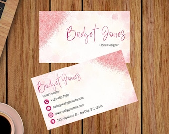 Plantilla Canva de tarjeta de visita minimalista rosa, tarjeta de visita editable, descarga instantánea, tarjeta de visita imprimible, tarjeta de visita DIY