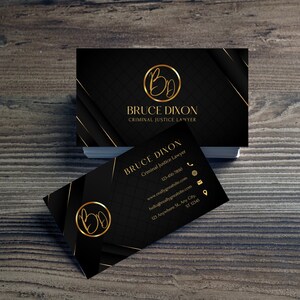 Black and Gold Minimalist Business Card Canva Template, Editable Business Card, Instant Download, Printable Business Card, DIY Business Card