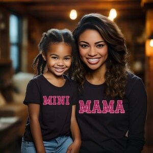 Faux Embroidery Mama and Mini Png Design, Mama and Mini Faux Embroidery Png for DTF Printing, Gift for Mother&#39;s Day, Faux Embroidery Design
