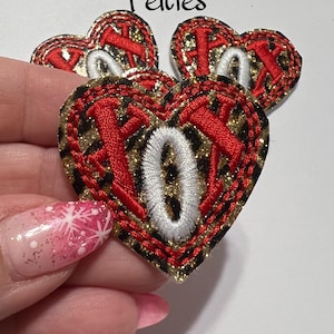 felties, Valentine’s Day felties, Heart felties, felties for bows, embroidered felties for bows, sparkly felties, badge reels, glitter