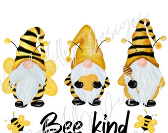 Gnome sublimation design, Bee Kind gnome png, bee gnome png design, digital download