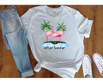 Vamos a conseguir diseño png en bandada, Flamingo png, Flamenco divertido, Diseño png playa, Diseño png tropical, diseños de sublimación, descarga digital