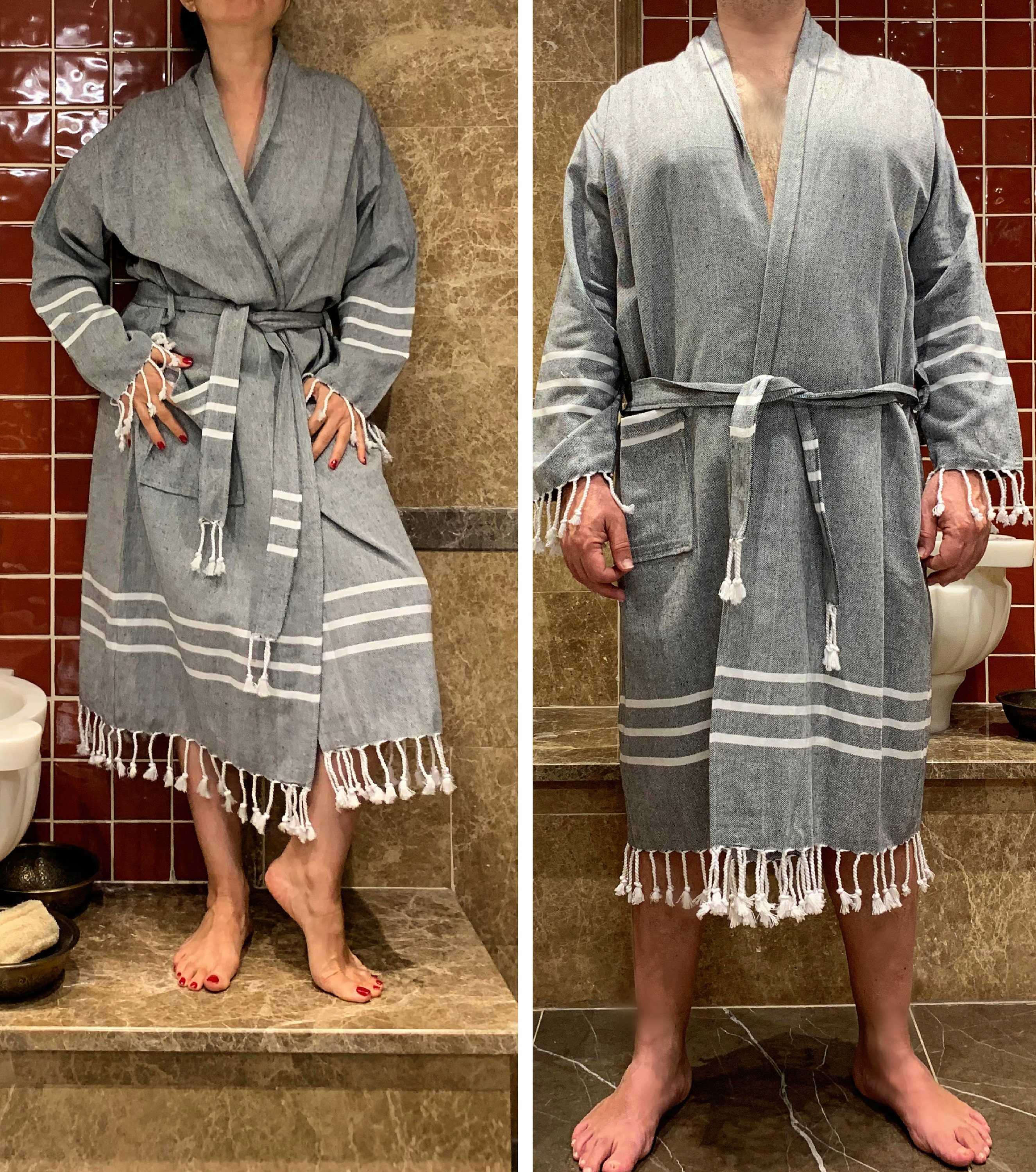 Turkish Towel Robe For Couples Bathrobe Set Sustainable Etsy