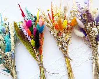 Mini Dried Flower Bouquet, for Bridesmaid, Flower Girl, Maid of Honor, Rustic Wedding Bouquet, Boho Wedding Flowers, Bridal Party Keepsake