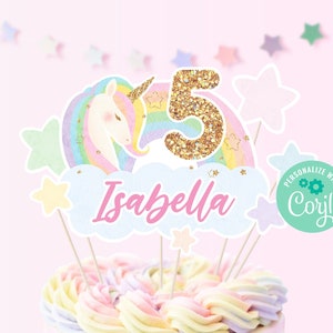 printable unicorn birthday cake topper instant download etsy new zealand