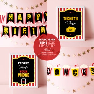 Editable Movie Night Birthday Invitation Template Instant Download, Printable Custom Movie Ticket, Backyard Movie Sleepover Party, BD001 image 10