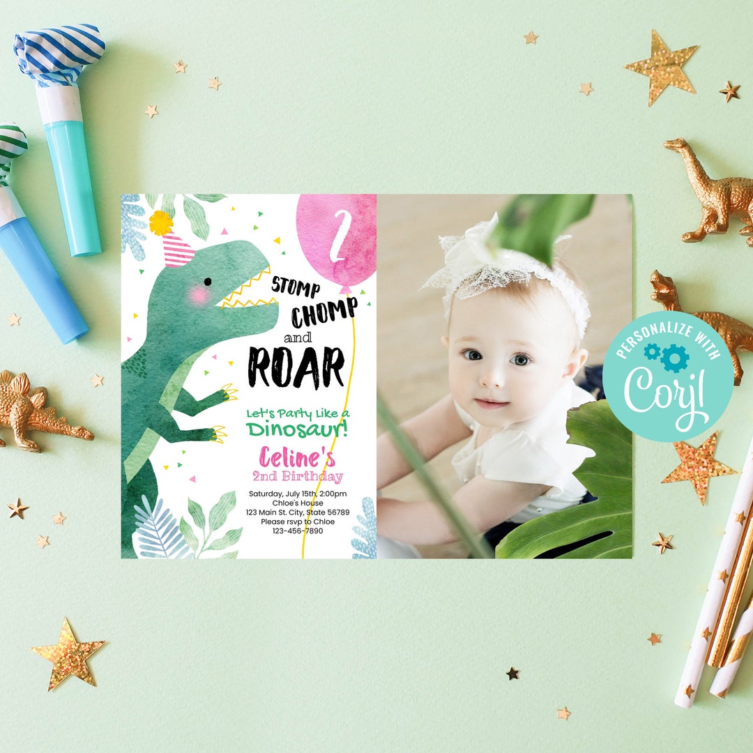 Editable Dinosaur Birthday Invitation Template Instant Download