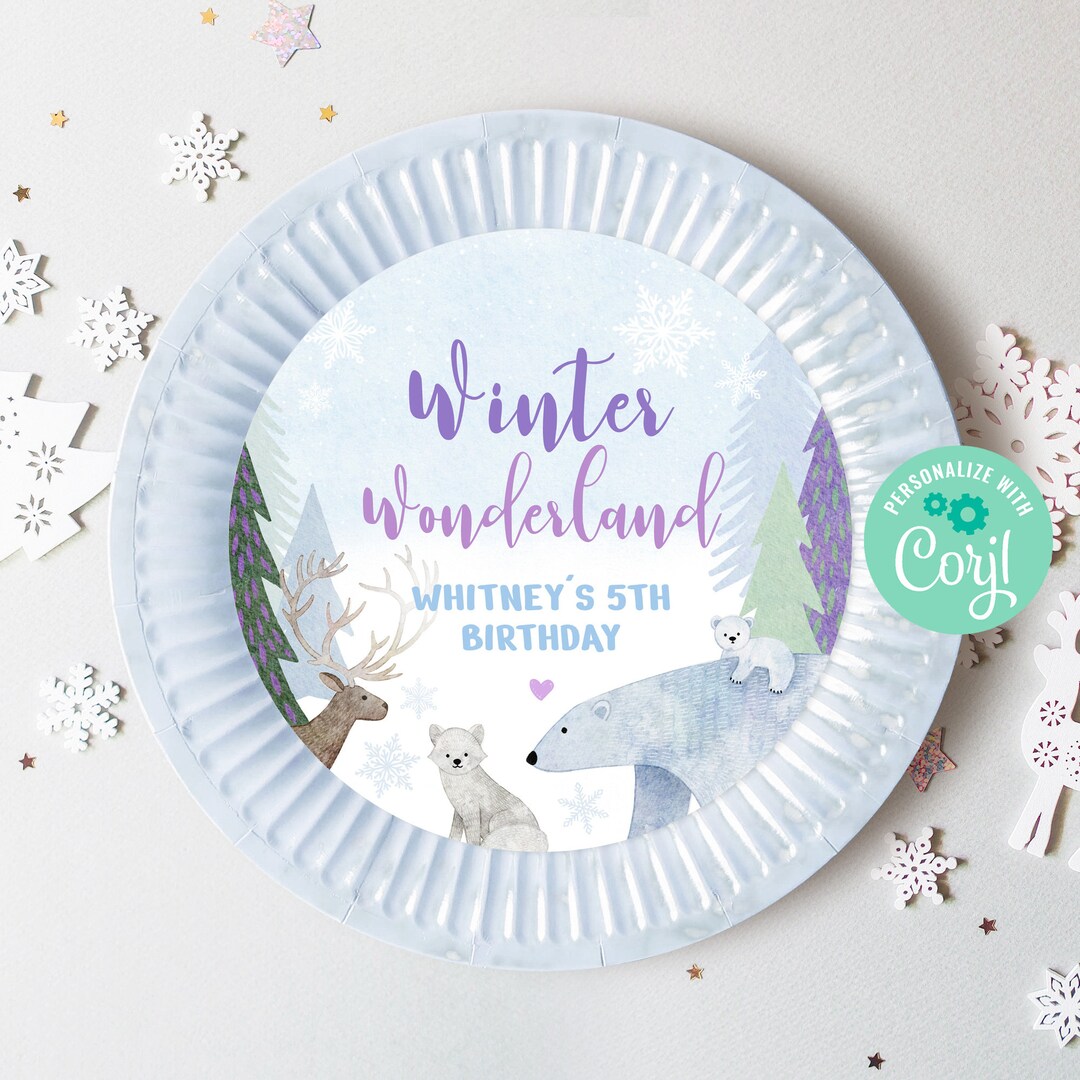 Editable Winter Wonderland Plate Label, Polar Bear Winter Theme First ...