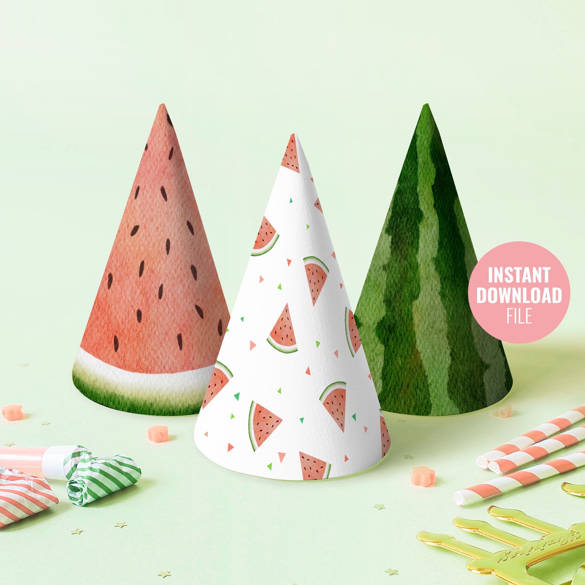 Printable Watermelon Birthday Party Hat Instant Download - Etsy